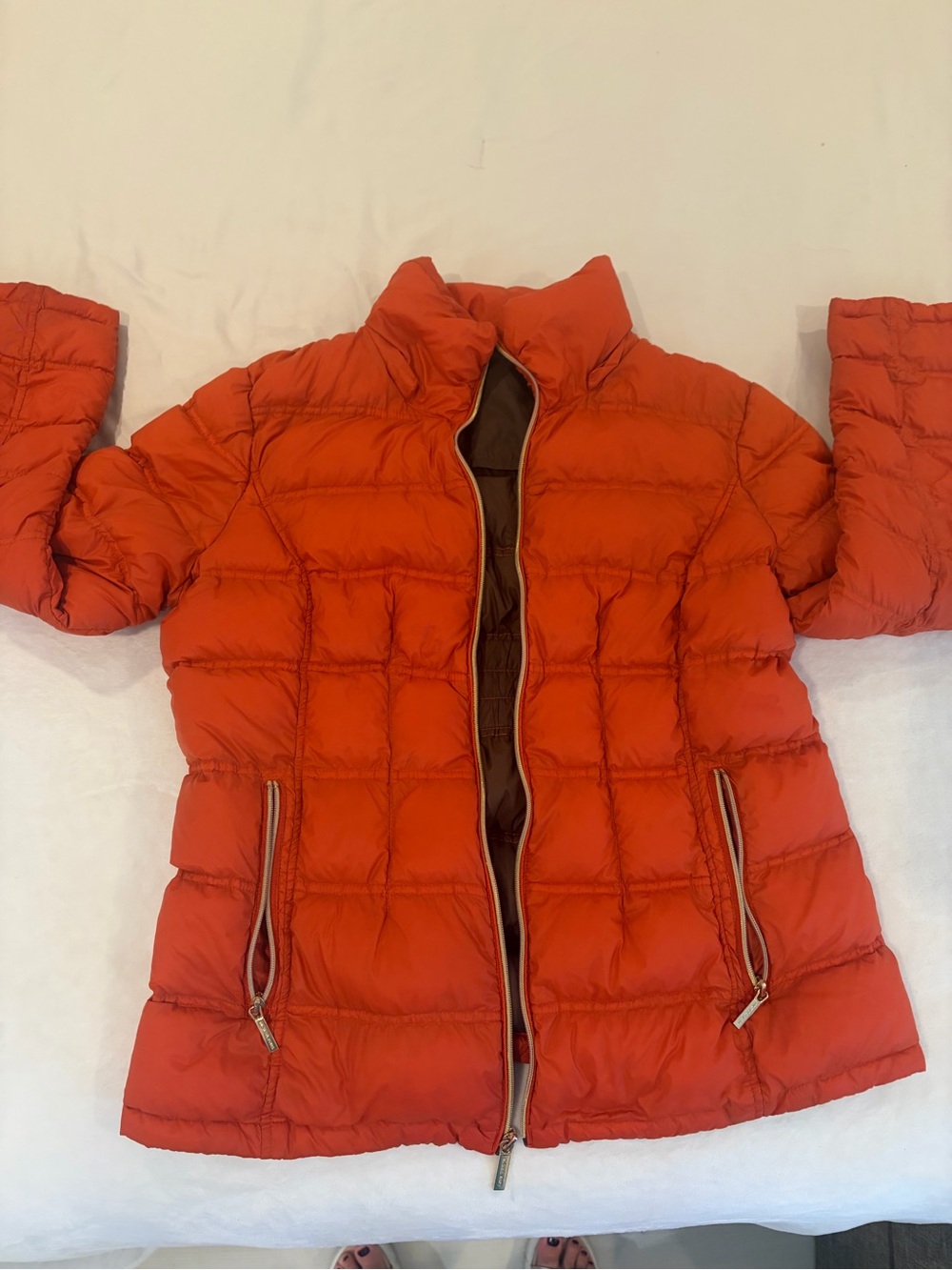 Michael Kors Orange Quilted Puffer Jacket